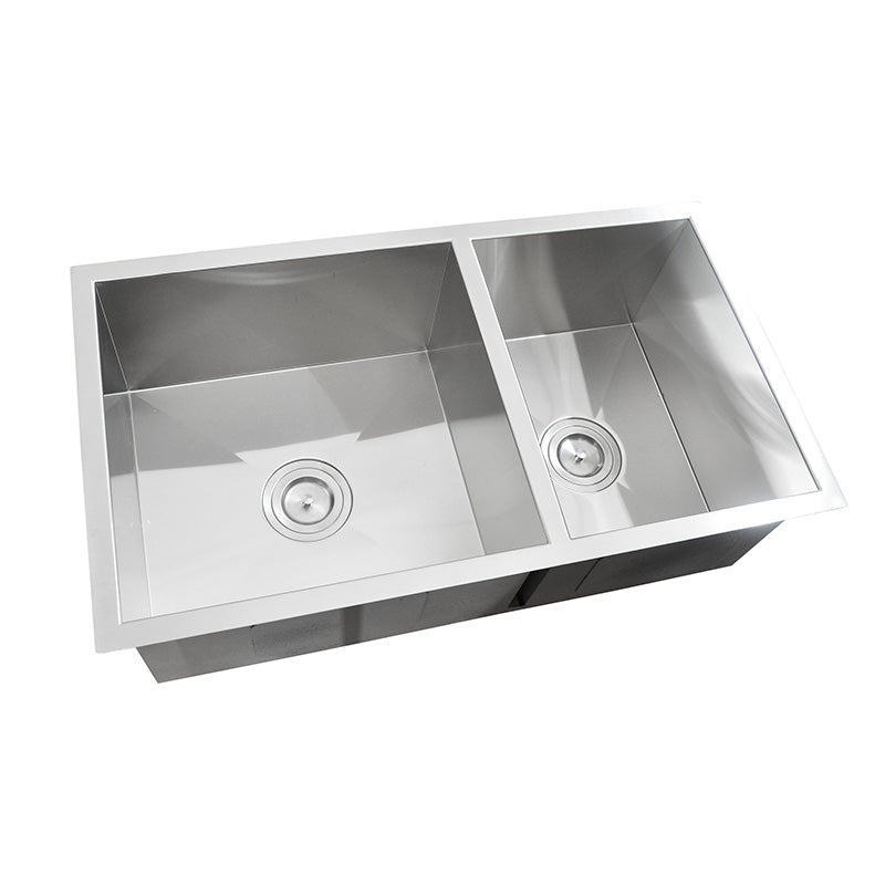 670mm Stainless Steel Double Bowl Kitchen Sink – Undermount, 1.2mm Thick - Fantaci interiors  670mm Stainless Steel Double Bowl Kitchen Sink – Undermount, 1.2mm Thick - Fantaci interiors